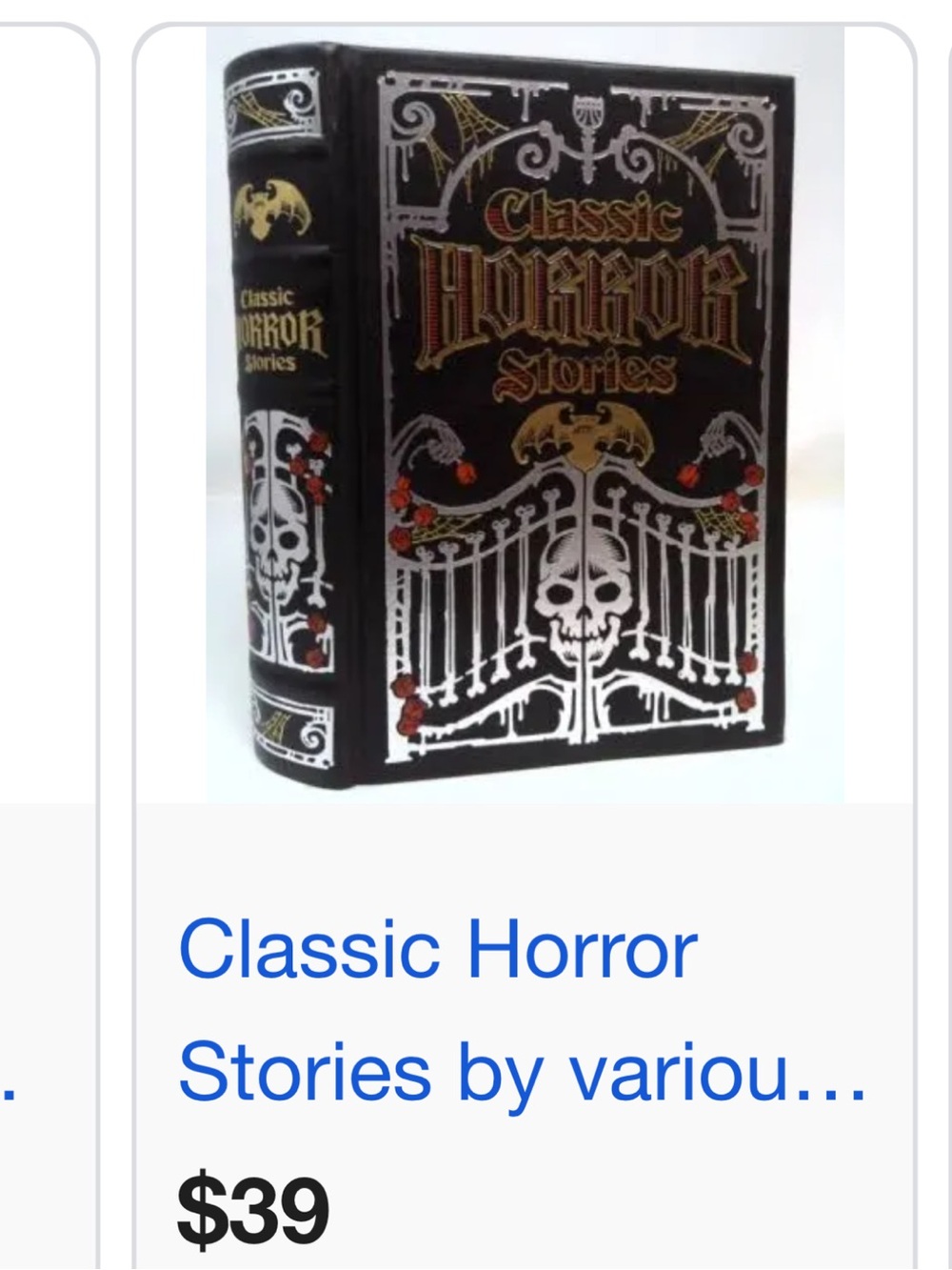 Classic Horror Stories Hardcover Book - Black and Gold